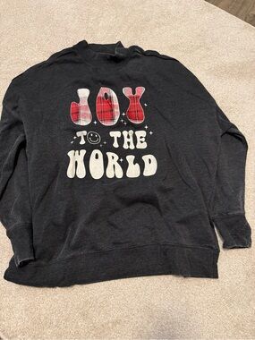 Maurices Black Crewneck Sweatshirt with Red Plaid Graphic